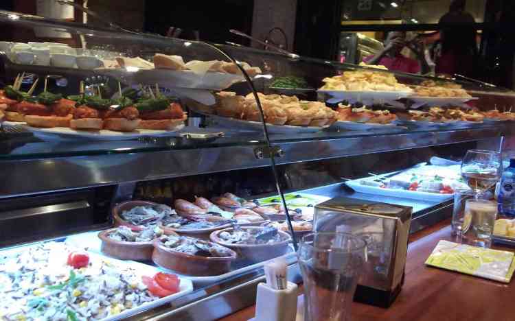 Tapas selection at a bar in Santiago de Compostela Tapas selection at a bar in Santiago de Compostela