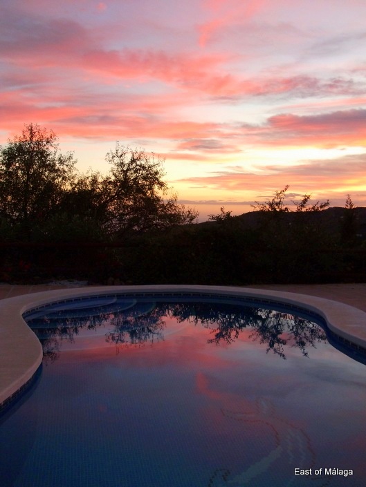 Sunset over the pool