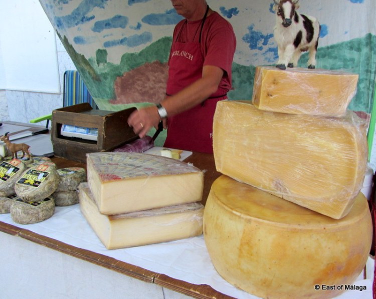 Cheeses for sale at the medieval market in Torrox pueblo