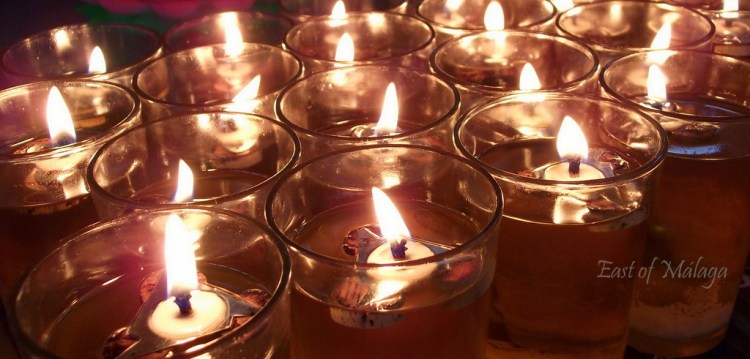 Candles lit for devotion in church