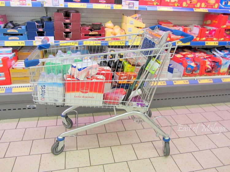 Shopping trolley in Lidl supermarket, Spain