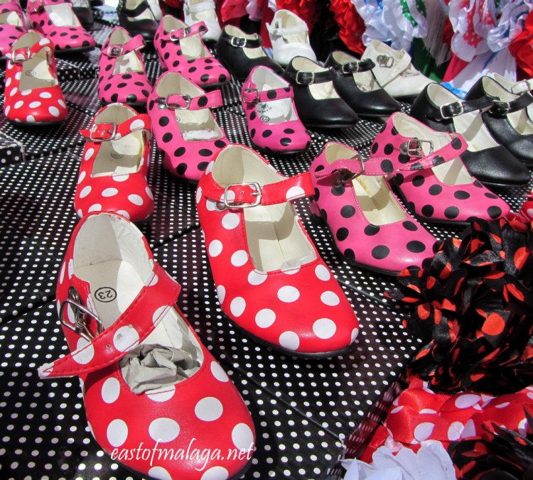 Girls flamenco shoes for sale at a Spanish streetmarket