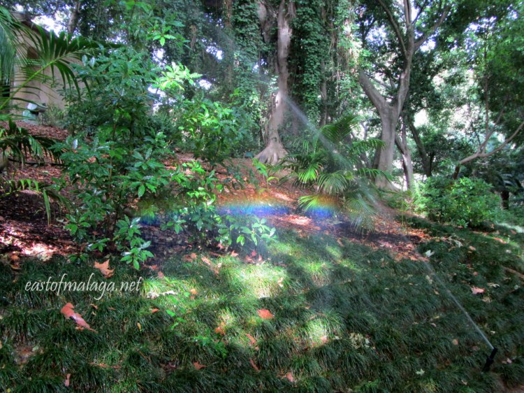 Garden sprinkler system at Jardin Concepcion, Malaga