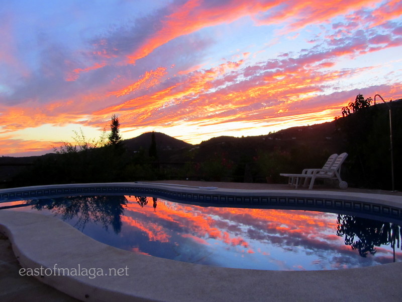 Sunset over the pool