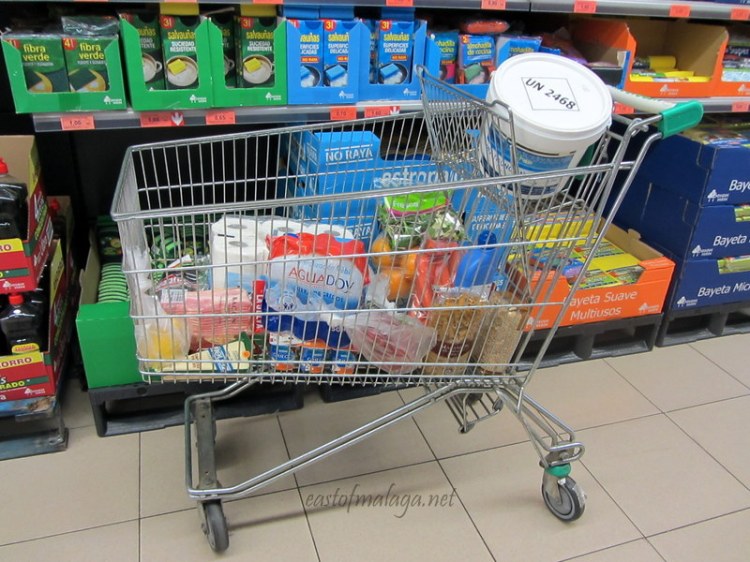 Shopping trolley in Mercadona supermarket, Spain