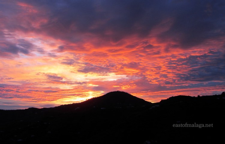 Sunset over nearby hills