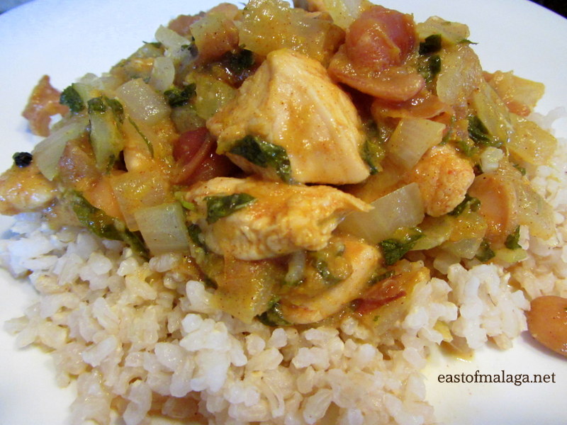 Moroccan chicken served with brown rice