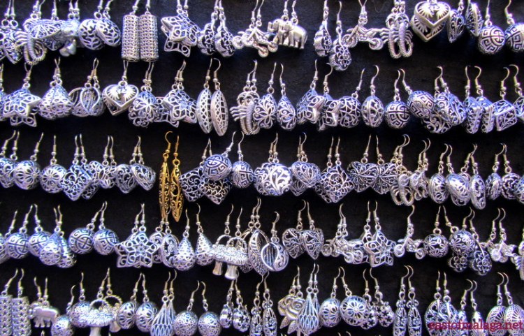 Earrings in the old silk market in Granada