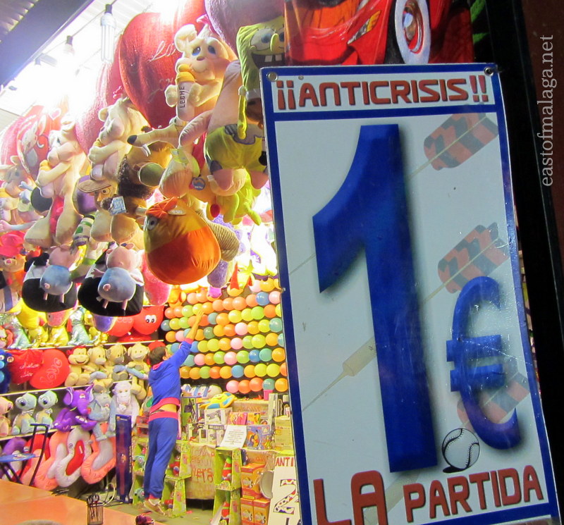 Anti-crisis prices at Torrox feria, Andalucia, Spain