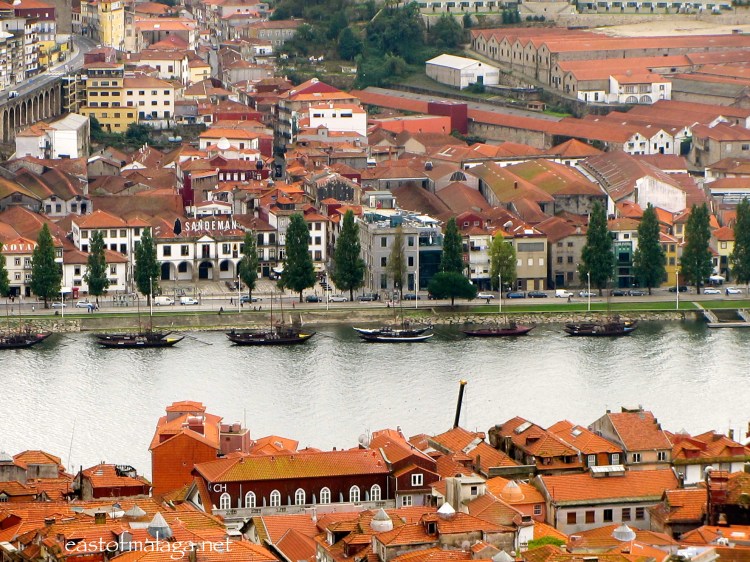 View of Sandeman's Bodega across the River Douro, Porto, Portugal