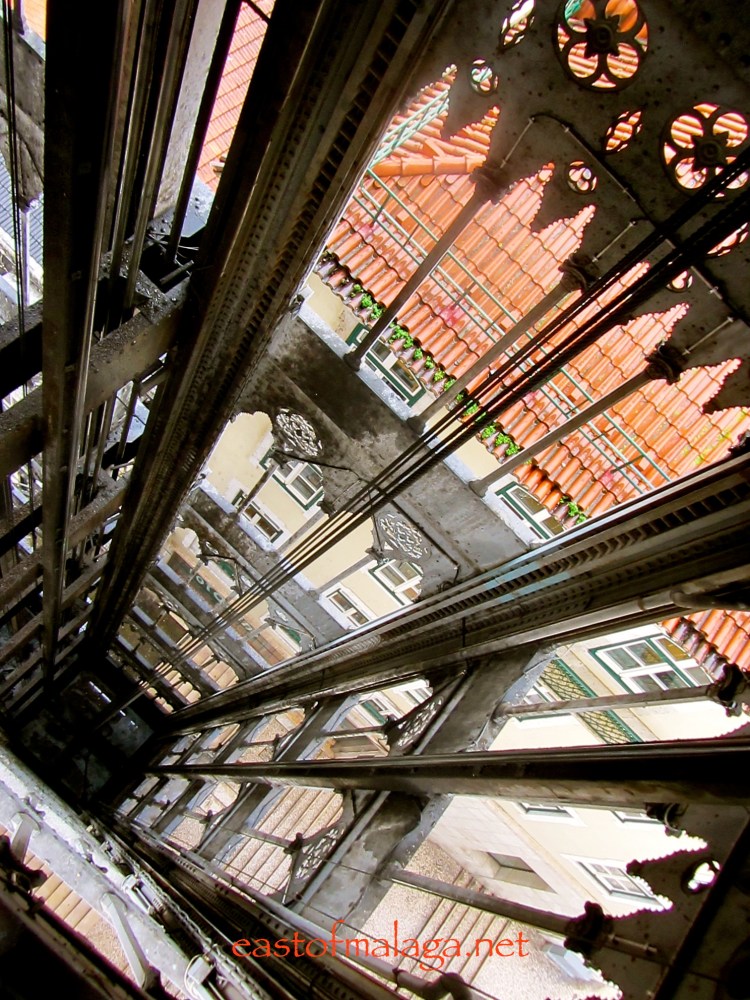 Looking down the shaft of Elevador Sao Justa, Lisbon