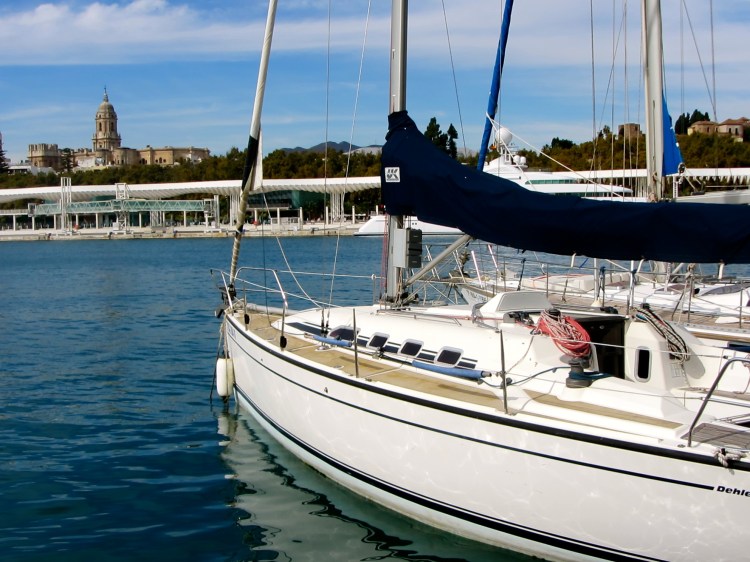 View of Malaga cathedral from Muello Uno, Malaga