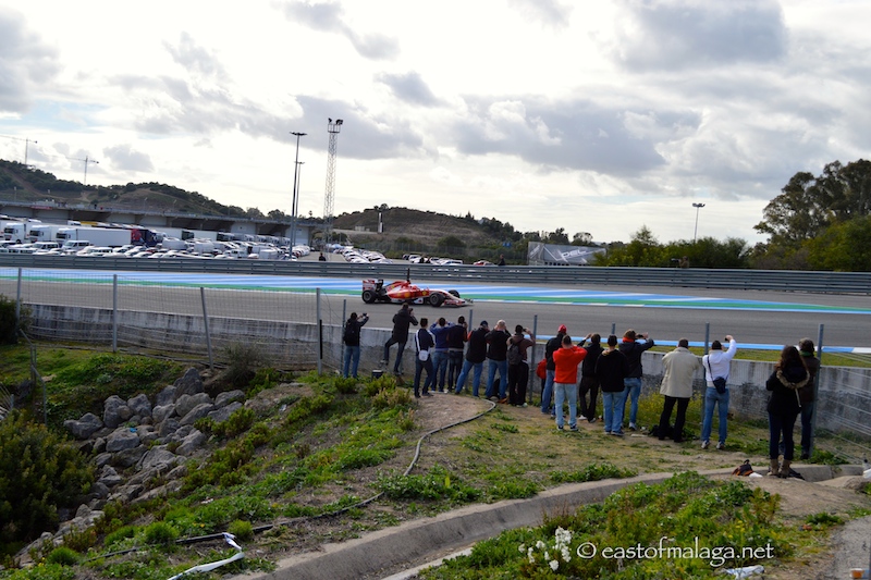 Ferrari on the first bend at Jerez