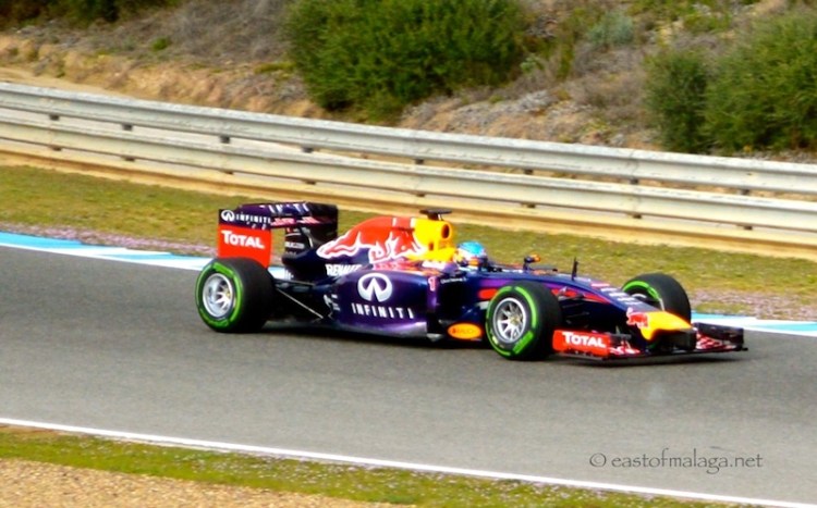Sebastian Vettel in his Red Bull at Jerez, Spain