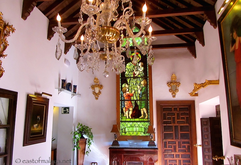 Antique furniture and stained glass