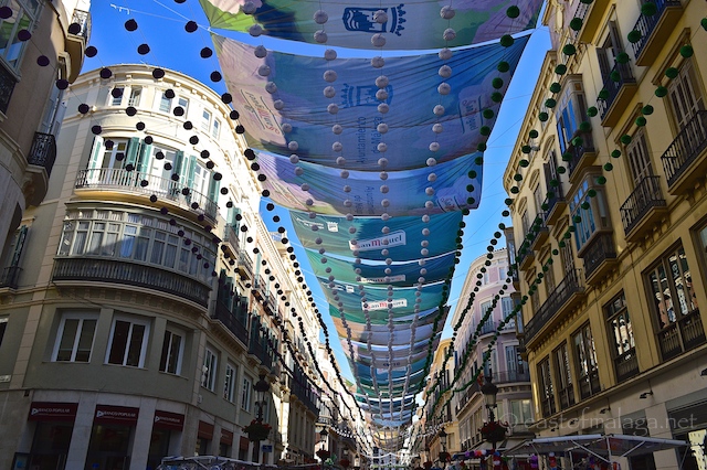 Shades protect Calle Marquis de Larios, Malaga