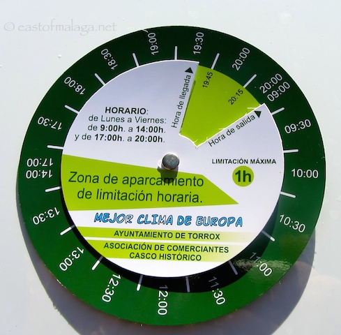 Buy one these parking discs for €1, from local shops