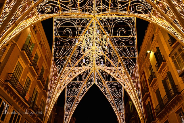 Detail of Malaga's gothic Christmas lights  2014