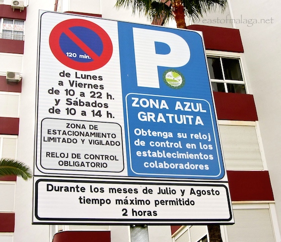 Blue Zone parking signs at Torrox Costa