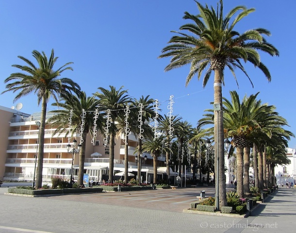 Tree lined promenade on the Balcon de Europa, Nerja