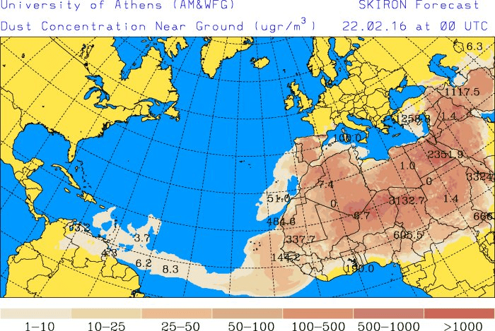 The University of Athens forecast of the extent of the Calima